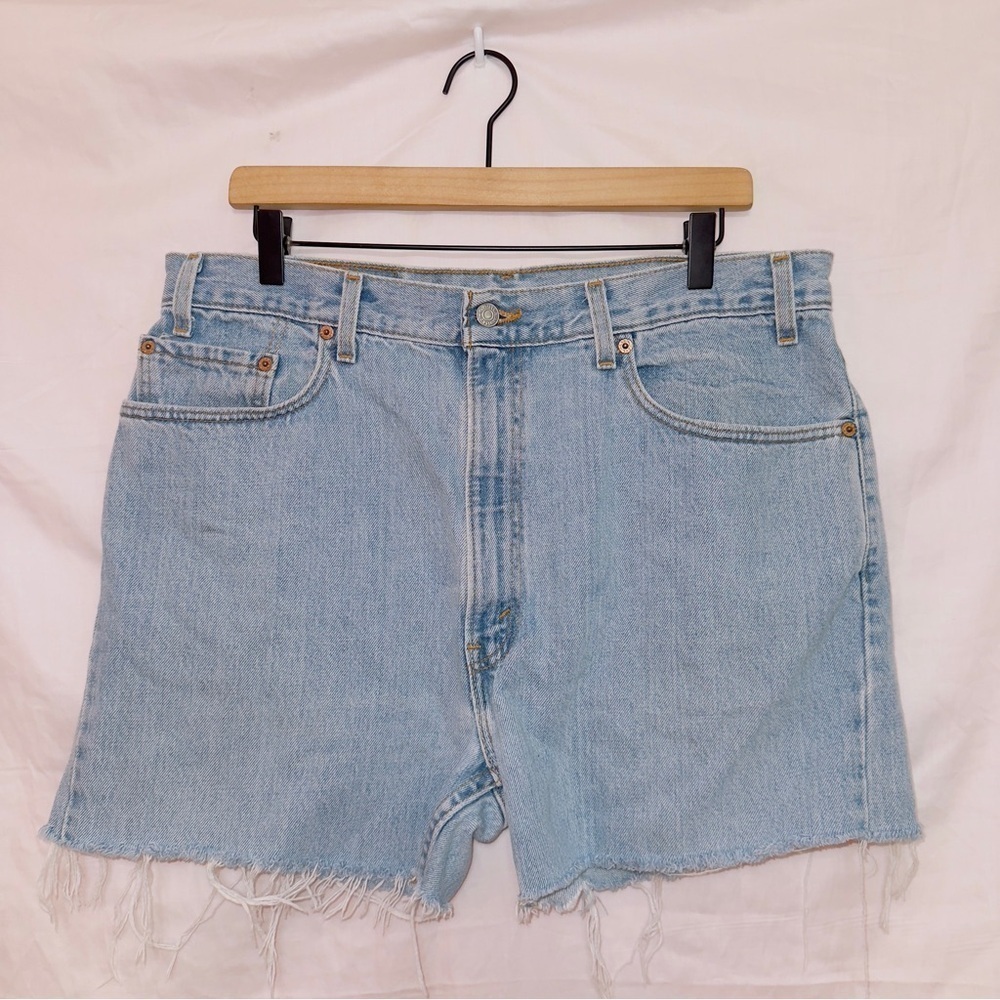 Levi's 505 Light Wash Denim High Waisted Cut Off Jean Shorts *see measurements*
